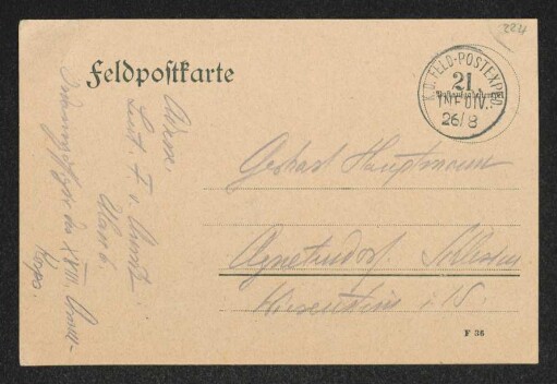 Brief von Fritz von Unruh an Gerhart Hauptmann