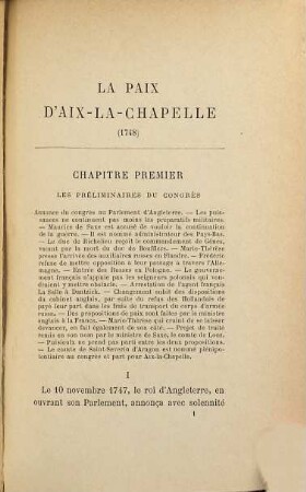 La paix d'Aix-la-Chapelle