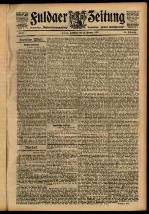 Zweite Ausgabe vom Samstag, den 16. Februar 1907.