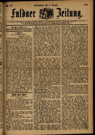 Ausgabe vom Samstag, den 06. August 1887.