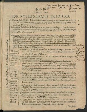 Disput. XXII. De Syllogismo Topico.