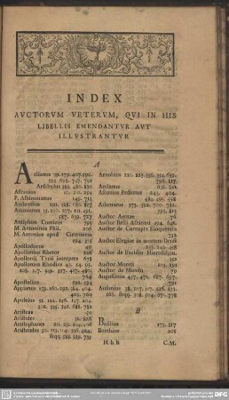 Index Auctorum Veterum, Qui In His Libellis Emendantur Aut Illustrantur