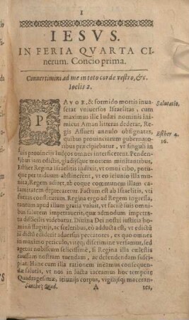 Iesvs. In Feria Qvarta Cinerum. Concio prima [- Concio Sexta.]