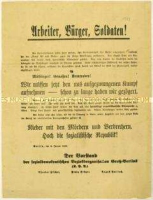 Aufruf der SPD zur Bildung einer Schutzwehr gegen den Januaraufstand 1919 in Berlin