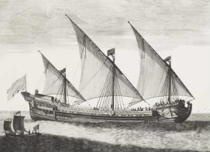 Galeasse mit gesetzten Segeln : Danckerts, C.: Galeere mit gesetzten Segeln, Radierung