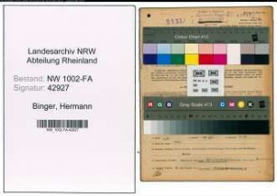 Entnazifizierung Hermann Binger, geb. 05.09.1902 (Baecker)
