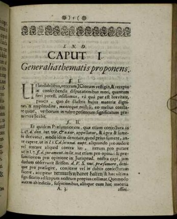 Caput. I. Generalia thematis proponens.