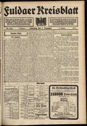Zweite Ausgabe vom Dienstag, den 05. Dezember 1911.