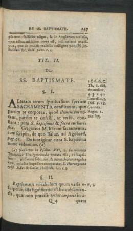 Tit. II. De SS. Baptismate