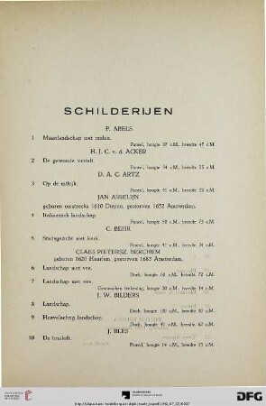 Schilderijen (Nr. 1-208)