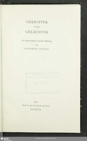 Gelichter und Gelächter : ein humoristisch-satirischer Streifzug