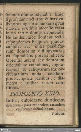 Propositio XXVI. Initia, cuspidesve duodecim domorum, iuxta rationalem earundem constituere distinctionem