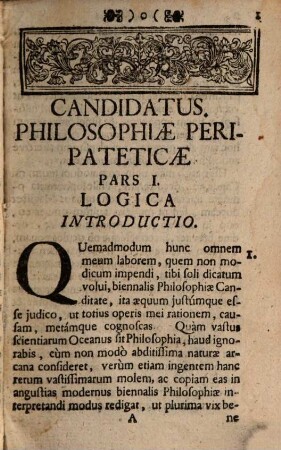 Candidatus philosophiae peripateticae : Pars I, Logica