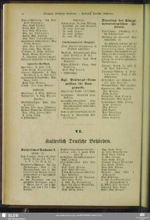 VI. Behördenverzeichnis : VI. Kaiserlich Deutsche Behörden