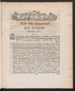 Das erste Hauptstück. Freye Uebersetzung. I B. Mos. I, 26 - 31.