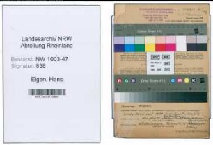 Entnazifizierung Hans Eigen , geb. 26.06.1904 (Ingenieur)