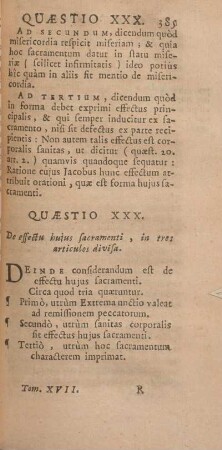 Quaestio XXX. De effectu hujus sacramenti, in tres articulos divisa.