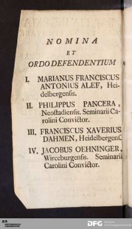 Nomina Et Ordo Defendentium