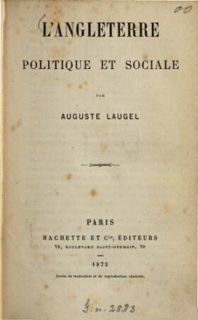 L' Angleterre politique et sociale