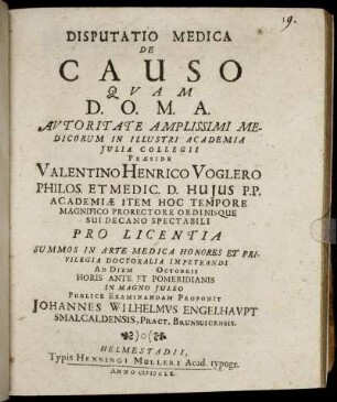 Disputatio Medica De Causo