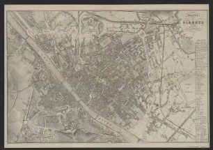 Stadtplan von Florenz, Italien, 1:7 000, Lithographie, 1876