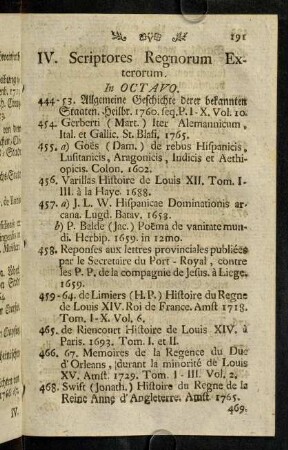 190-206, IV. Scriptores Regnorum Exterorum. - V. Scriptores Juris Publici...