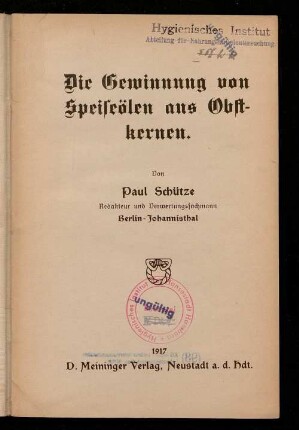 Die Gewinnung von Speiseölen aus Obstkernen