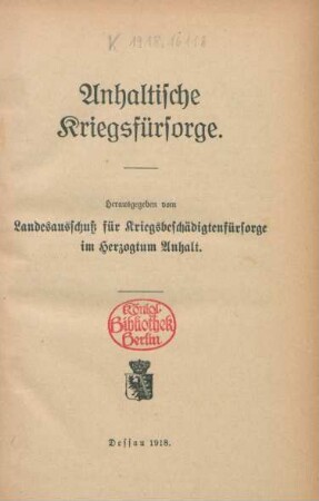 Anhaltische Kriegsfürsorge