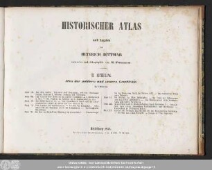 II. Abtheilung. Atlas der mittlern und neuern Geschichte. In 8. Blättern.