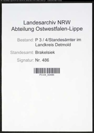 Heiratsregister Standesamt Brakelsiek