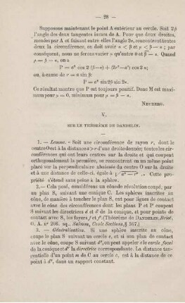 Sur le théorème de dandelin.