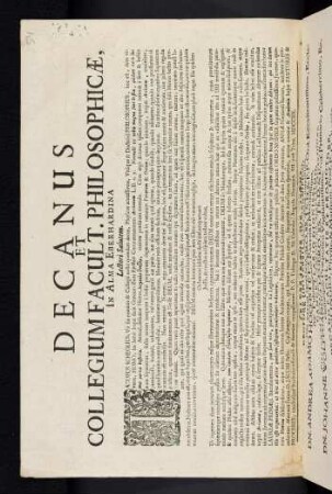 Decanus Et Collegium Facult. Philosophicae, In Alma Eberhardina Lectori Salutem