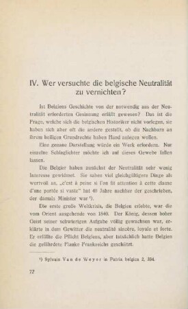 72-77, IV. Wer versuchte die belgische Neutralität zu vernichten?