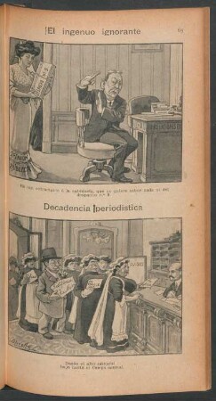 El ingenuo ignorante [y] Decadencia periodistica - [Caricaturas]