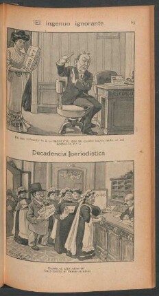 El ingenuo ignorante [y] Decadencia periodistica - [Caricaturas]