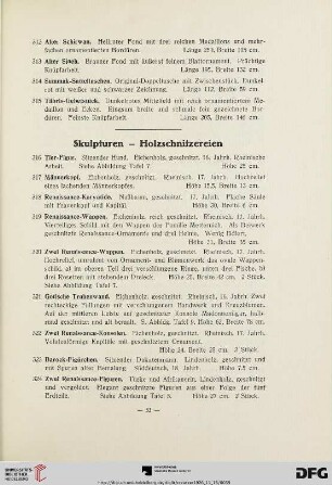 Skulpturen – Holzschnitzereien (Nr. 316-329)