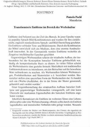 Transformierte Embleme im Bereich der Werbekultur
