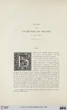 2. Pér. 35.1887: Études sur le meuble en France au XVIe siècle, 6