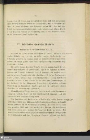 IV. Fabrikation chemischer Produkte