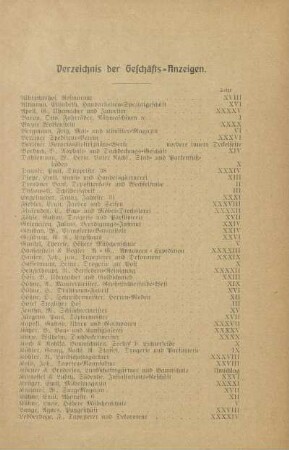 Verzeichnis der Geschäfts-Anzeigen