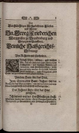 Des Durchläuchtigen Hochgebohrenen Fürsten [...].