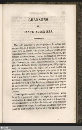 Chansons De Dante Alighieri