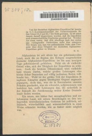 Wissenschaftliche Ergebnisse der deutschen Afghanistan-Expedition