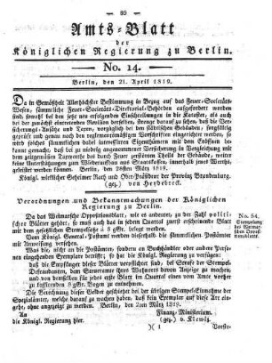No. 14, 21. April 1819