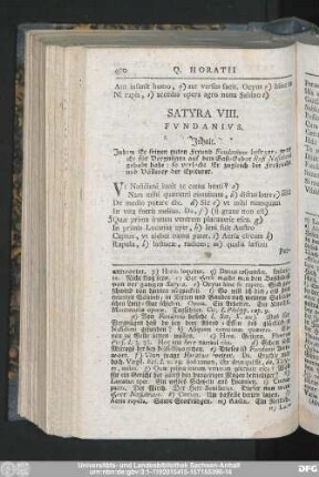 Satyra VIII. Fundanius.