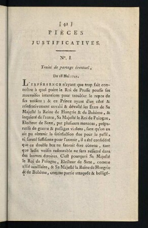 41-58, No. I. Traité de partage éventuel - No. III. Résolutions & Instructions pour le Comte de Vicedom...