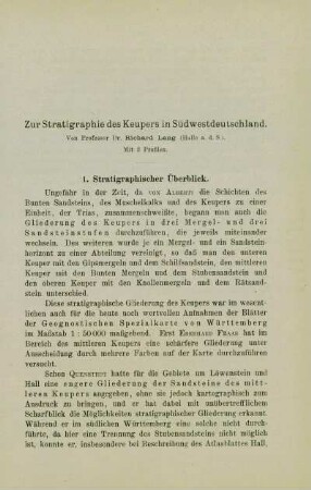 Zur Stratigraphie des Keupers in Südwestdeutschland