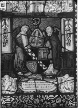 Schloß Eberstein Glasmalerei - Glasfenster mit Abtwappen - Tennenbach (um 1581)