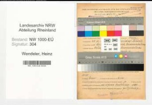 Entnazifizierung Heinz Wendeler, geb. 28.12.1896 (Konditor)