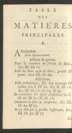 Table Des Matières Principales